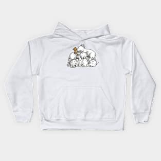 Westie sleeping pile cartoon Kids Hoodie